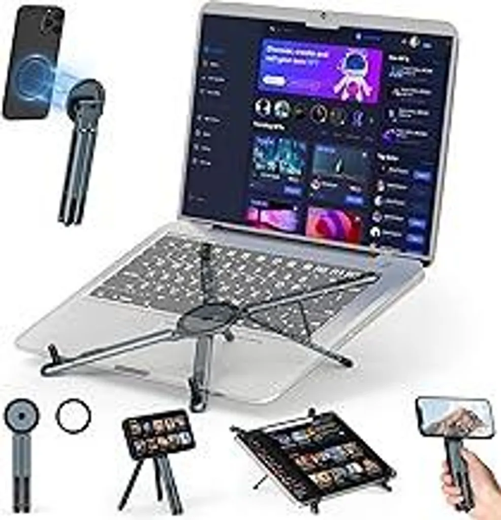 Supporto Portatile Alluminio 3 in 1: Stand per Tablet e Smartphone