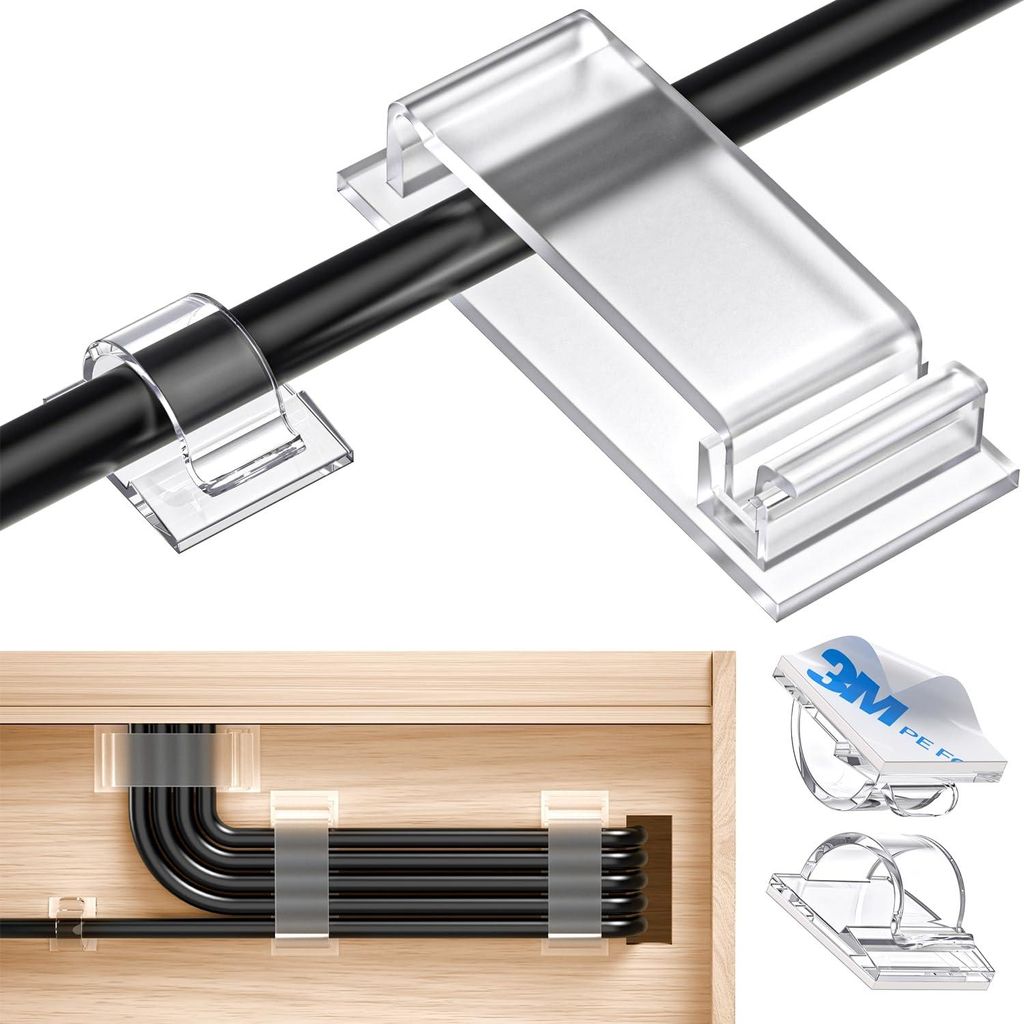 Kabelhalter 70 Stück, 50 Kleine Kabel Organizer +20 Große Kabelmanagement, Kabelclips für Cable Management, Kabelhalter Selbstklebend mit 3M Kle...