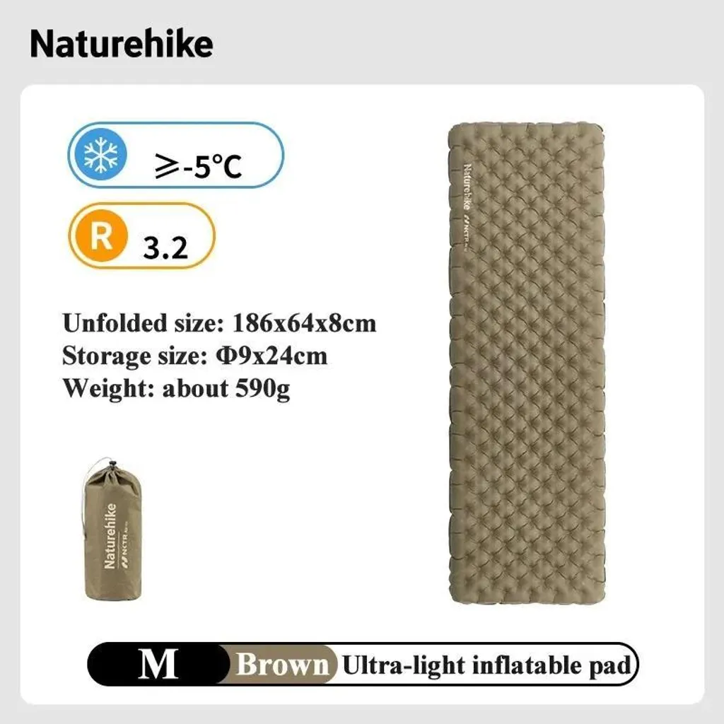 Matelas gonflable de trekking R3.2 isolant et confortable 186x64x8cm