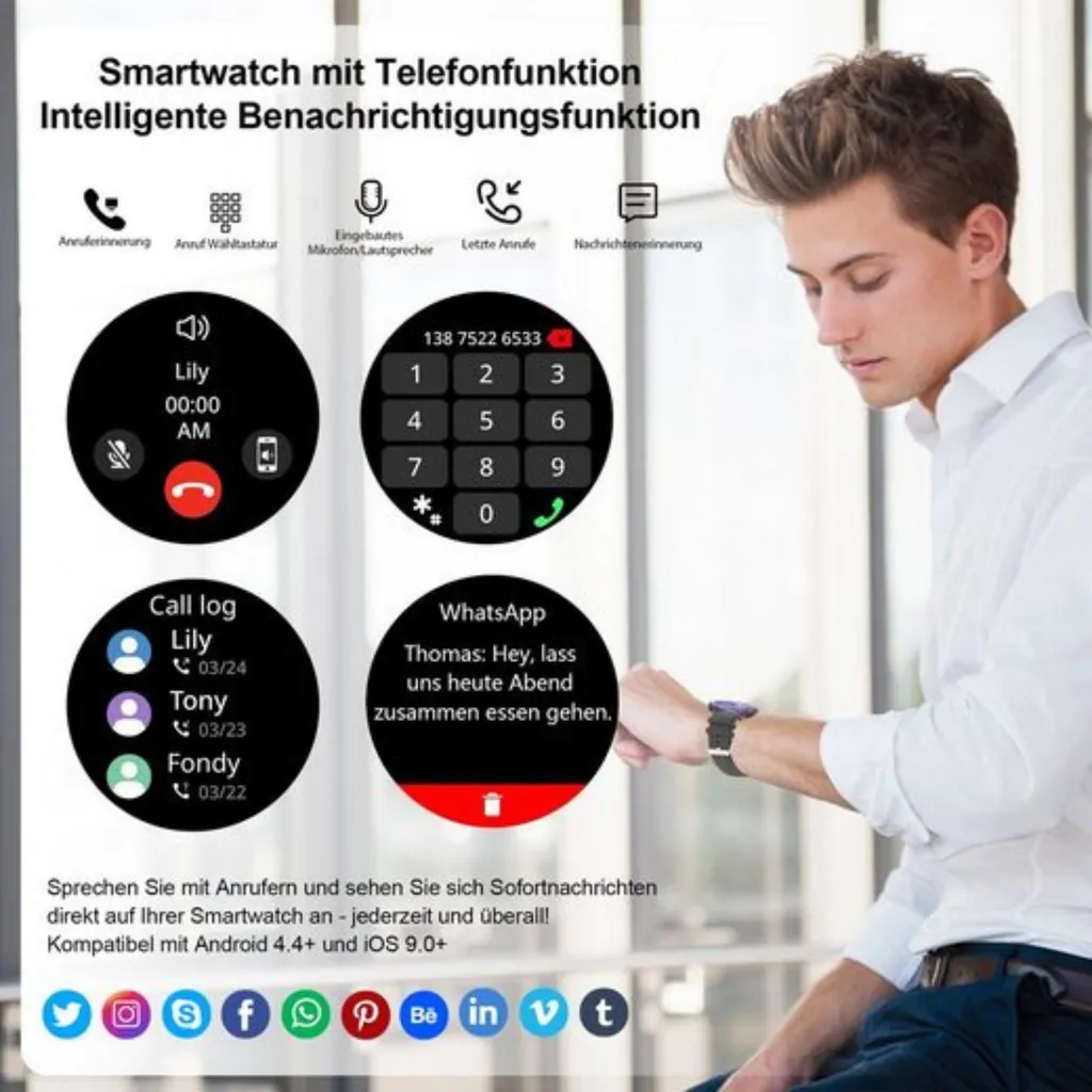 Manike G87 Smartwatch Elegante e Sportivo con Chiamate e Notifiche - 2