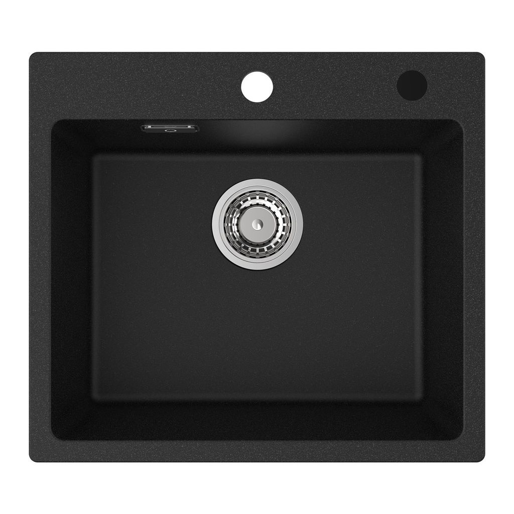 Cecipa Quarzkomposit Spüle 50x45 cm Schwarz, Kratzfest Produktbild 