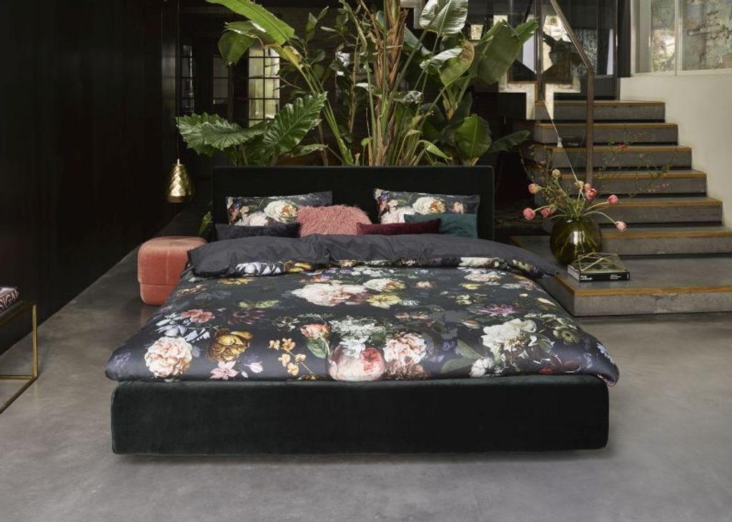 Essenza Satin-Bettwäsche Fleur, Farbe Nightblue 135x200cm+80x80