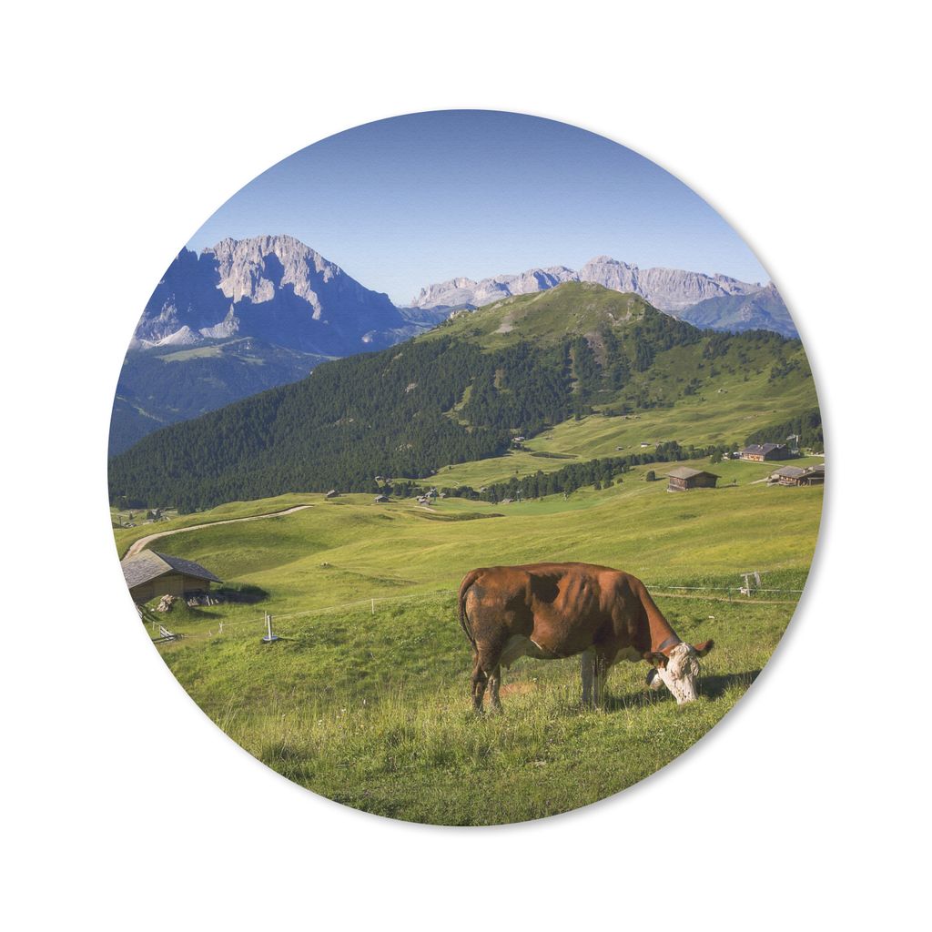 MuchoWow Mauspad Mousepad Kuh - Berg - Alpen 20x20 cm - Mousepads - Maus Mat - Pad - Mausunterlage - Schreibtischmatte