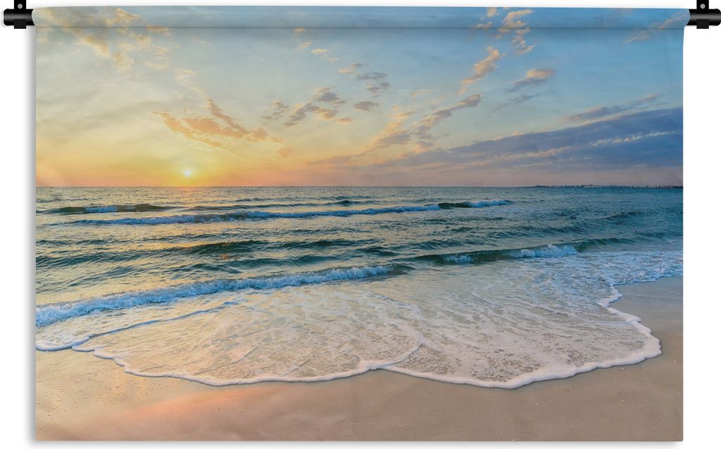 MuchoWow Wandteppich Wandbehang Strand - Meer - Sonnenuntergang - Golf 120x80 cm Tapisserie Dekoration Wandtuch - Wanddekorationen - Wandtücher