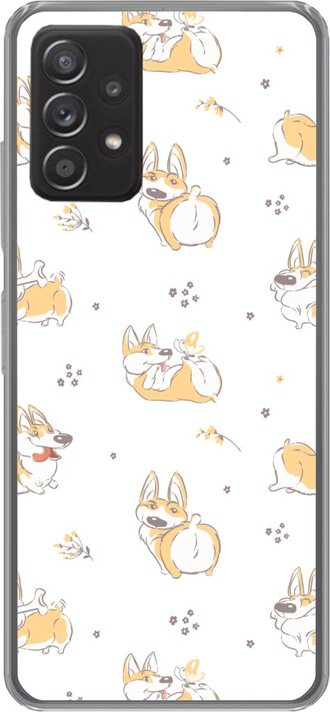 MuchoWow Handyhülle Schutzhülle Hülle für Telefoonhoesje Samsung galaxy a73 Muster - Corgi - Hund - Jungen - Mädchen - Kinder - Kind Silikon...