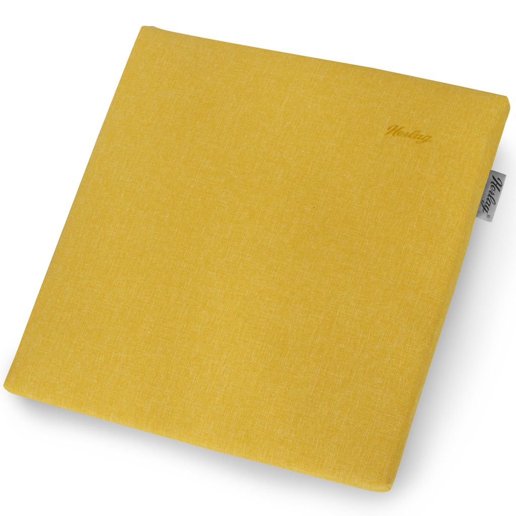 Herlag Sunny Hockerauflage 48x48x4 cm – wetterfest, wasserfest & UV-beständig – waschbarer Bezug mit Reißverschluss – Senfgelb