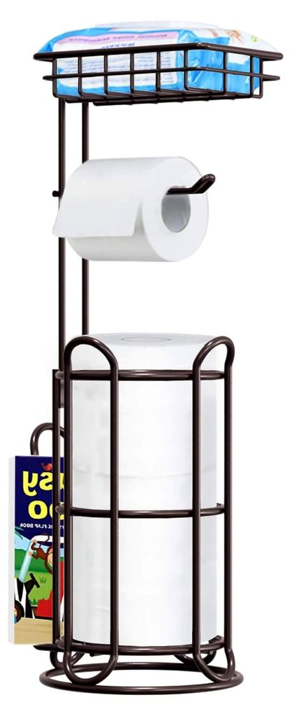 Freistehender Toilettenpapierhalter mit Ablage für das Badezimmer in Bronze