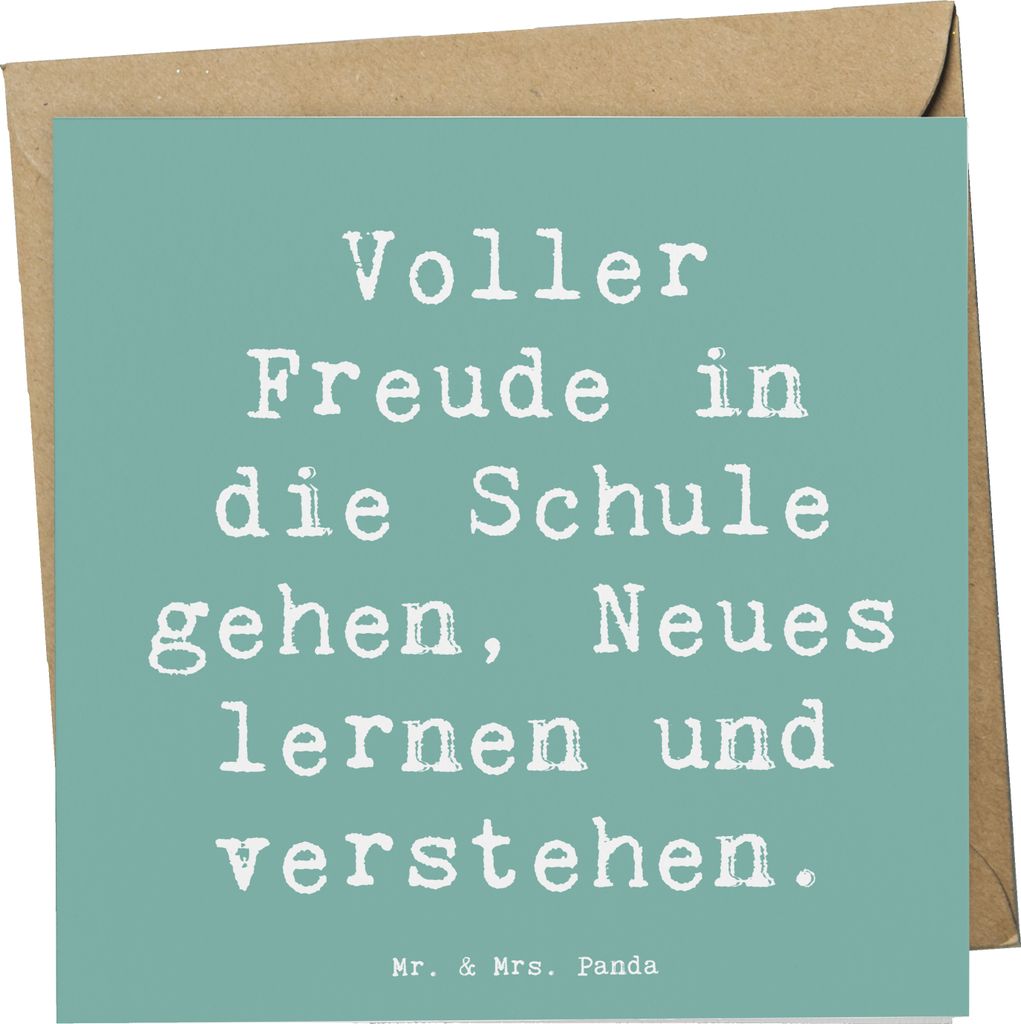 Mr. & Mrs. Panda Grußkarte Spruch Schulanfang Freude - Meeresbrise - Geschenk, Spaß am Lernen, Klappkarte, Zuversicht, Mut, doppelkarte, Trost, M...