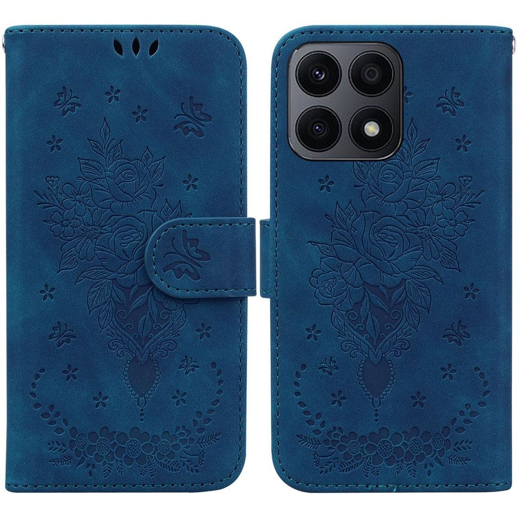 Mobigear Butterfly HONOR X8A Hülle Klapphülle Geldbörse - Blau