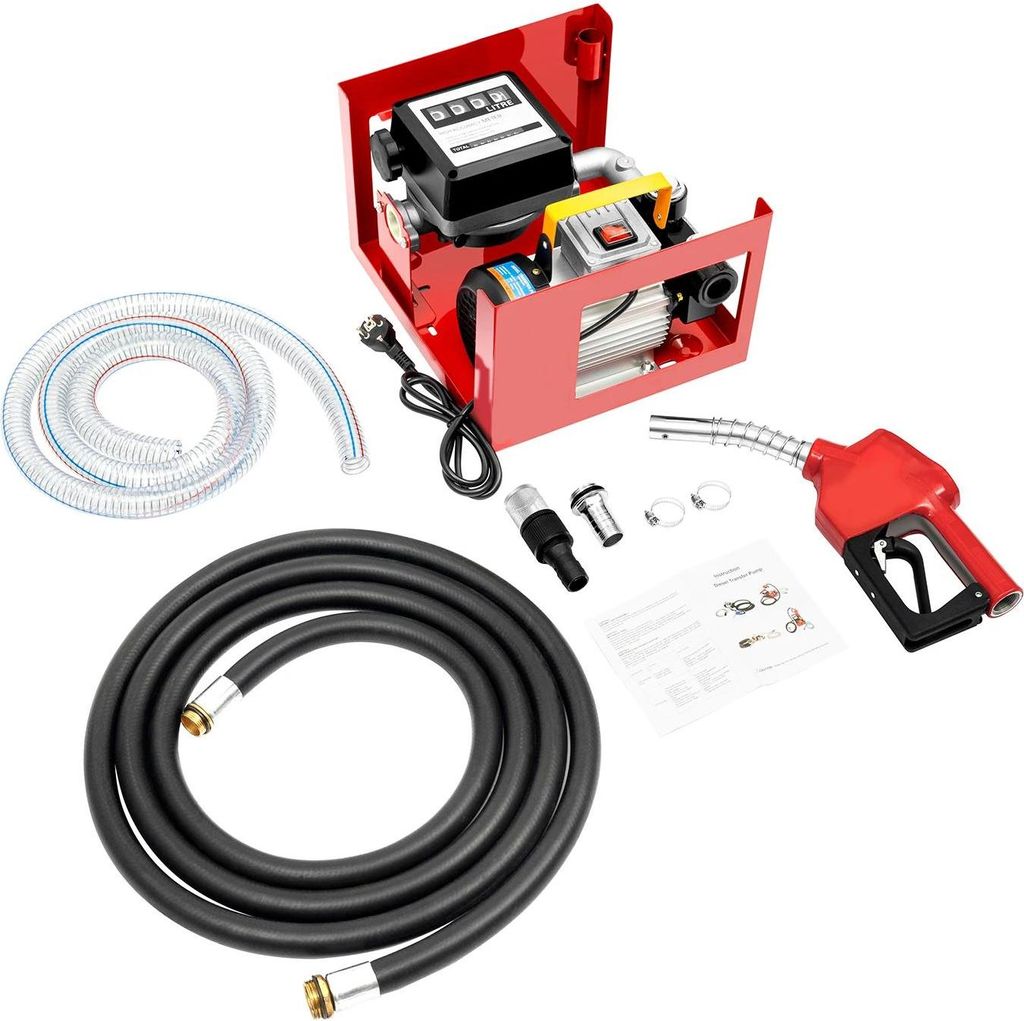 Diesel-Transferpumpe - Elektrische Ölpumpe - 220V 550W - 60 l/min - Automatik-Zapfpistole - 2800 U/min - Für Diesel/Heizöl - Rot