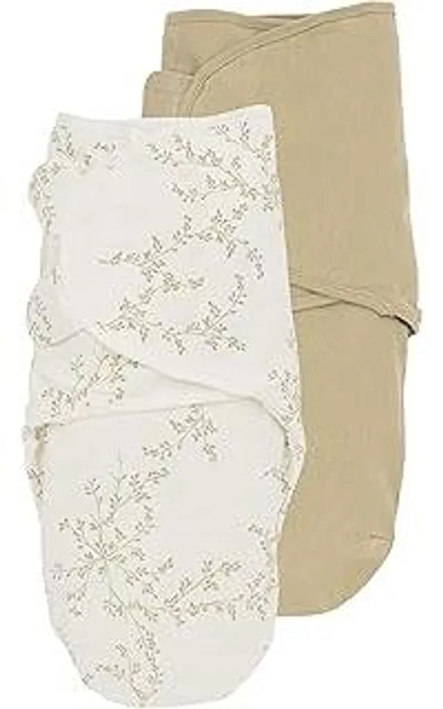 Meyco Baby Pucksack - Confezione da 2 - 0-3 mesi - Copertina Swaddle per neonati - 100% cotone - Oeko Tex - Morbido comfort durante il sonno - Assorbe l'umidità - Branches - Sabbia
