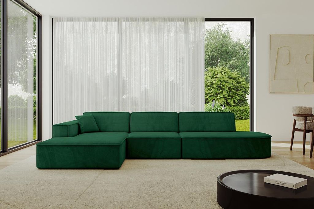 ALTDECOR Ecksofa in L-Form IREA-L2-v4 327x165x77 cm Grün Corner Sofa Eckcouch Couch Wohnlandschaft Cauchsofa