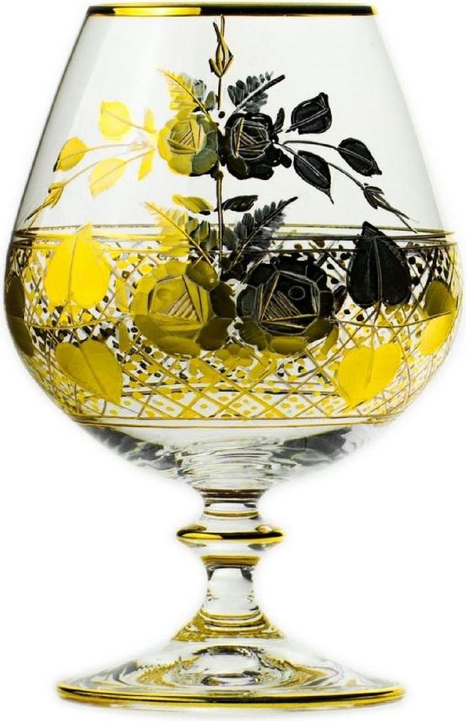Casa Padrino Luxus Barock Brandy Glas 6er Set Gold Ø 9 x H. 14,5 cm - Handgefertigte und handgravierte Cognac Gläser - Hotel & Restaurant Accesso...