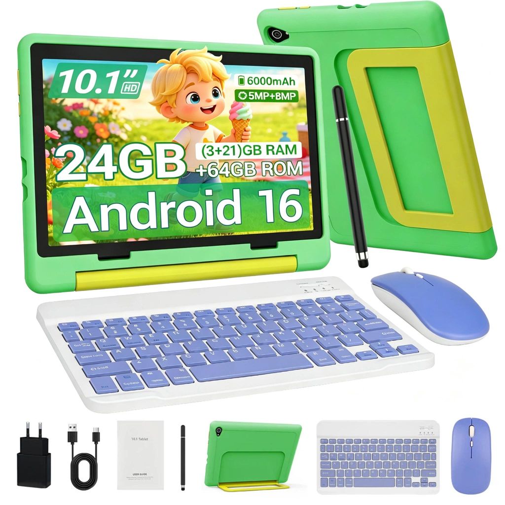 JENBIZZ Kinder Tablet 10 Zoll, Android 16, 24GB RAM, 64 GB, Produktbild 