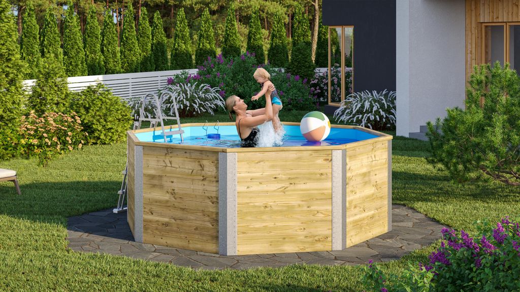 Massivholzpool 593, inkl. Leiter B x T x H 310 x 310 x 116 Produktbild 