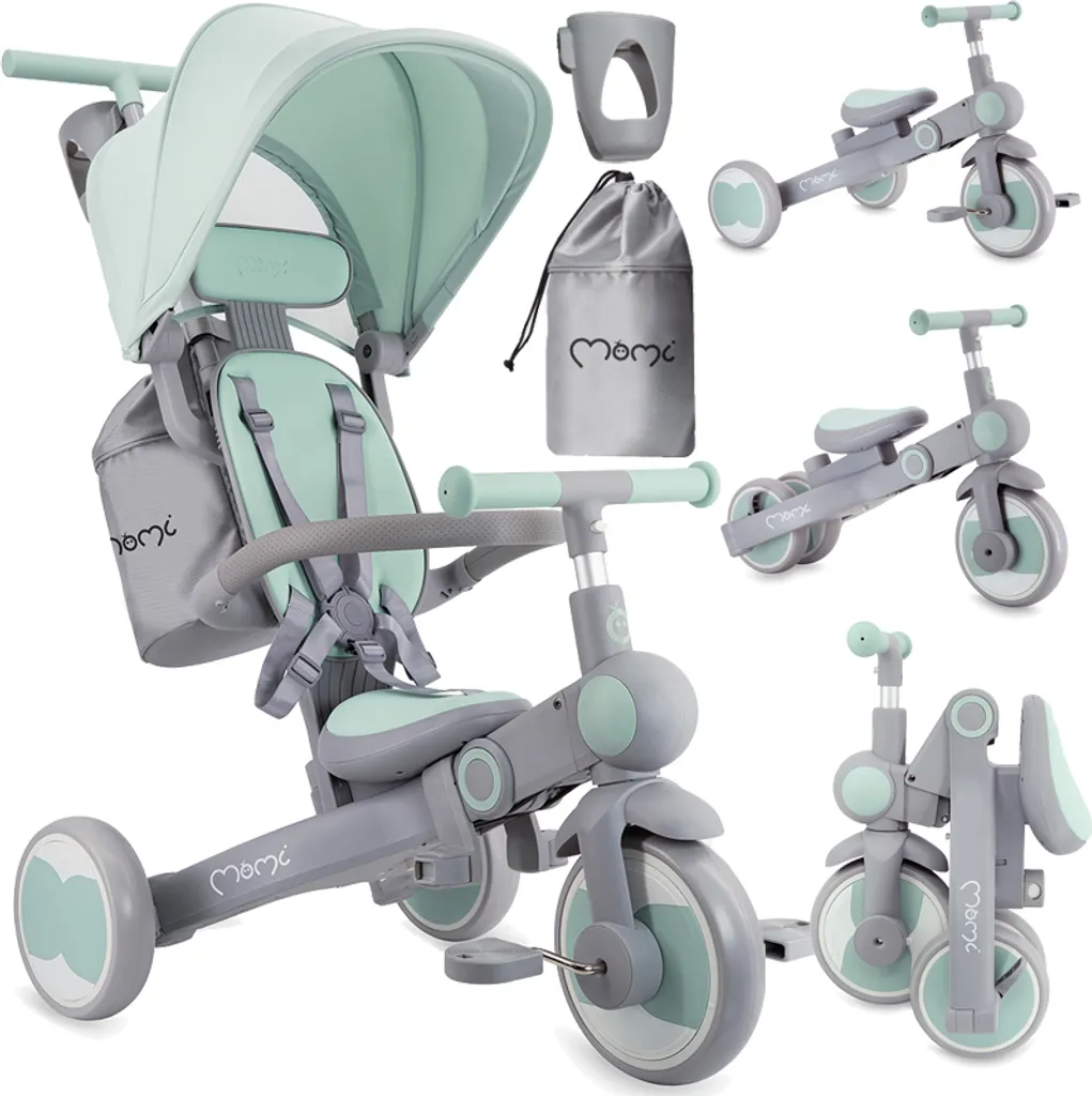 Tricycle MoMi SOLIVIA vert évolutif enfant - Vélo 3 roues ajustable