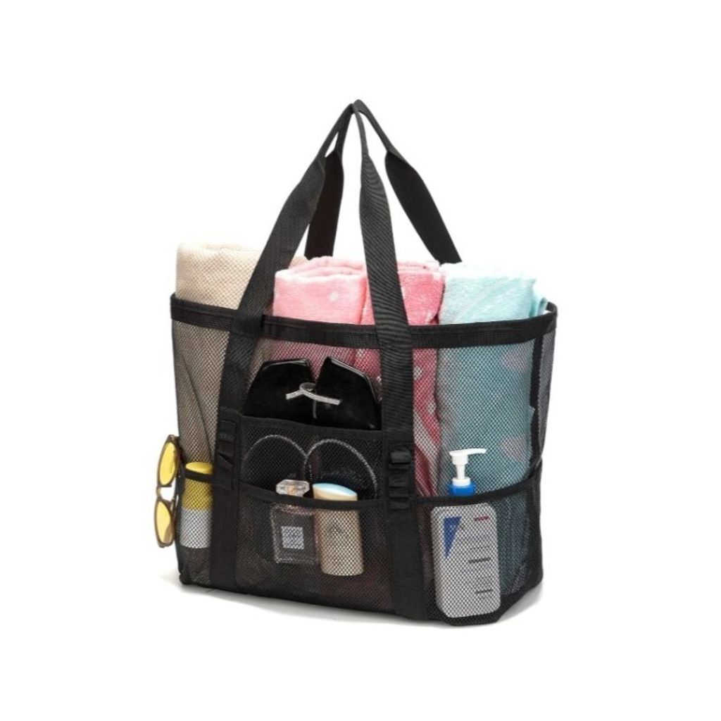 Sac de plage minimaliste en maille noir 43x39x20cm TP12 Image du produit 