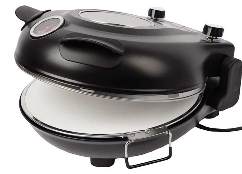 Ruhhy 26050 Pizzaofen mit Backstein, 1200 W, schwarz