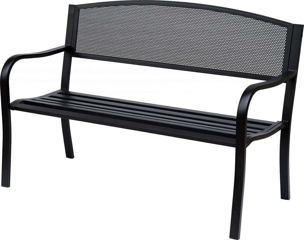 Gartenbank Sitzbank Parkbank 2-Sitzer Garten Stahl Schwarz B127 x T60 x H87cm
