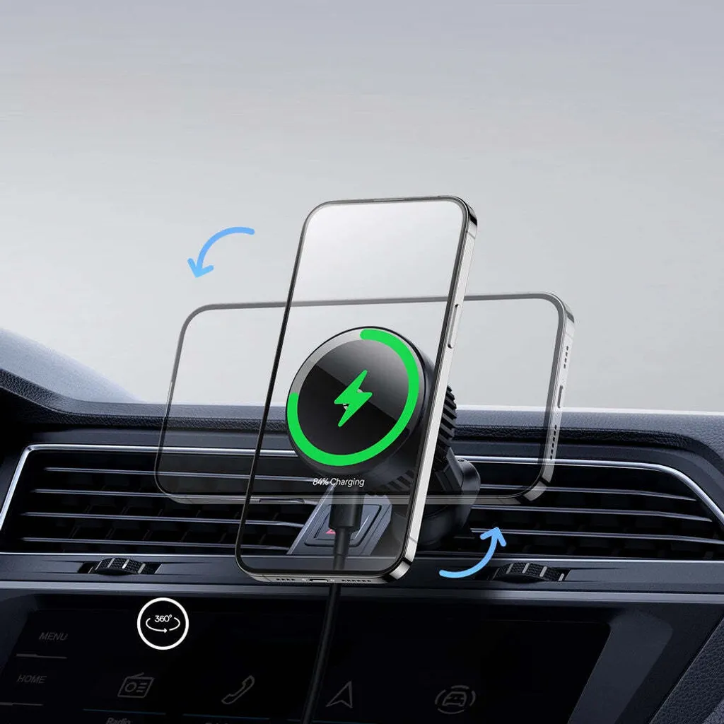Baseus MagPro Caricatore Auto Wireless 15W - Design Magnetico Premium Nero - 16
