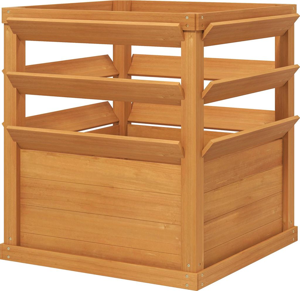 Hochbeet Pflanzkasten mit Rankgitter, Spalier Pflanzkübel Blumenkasten Holz 65 x 65 x 60 cm Karamellbraun