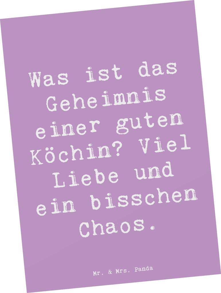 Mr. & Mrs. Panda Grußkarte Spruch Köchin Chaos - Lavendeltraum - Geschenk, Berufe, chaotische Küche, Kunstkarten, Geheimnis einer guten, Postkar...
