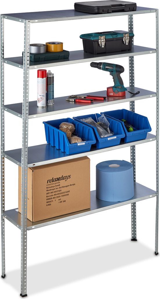 2 x Schwerlastregal, Traglast 250 kg, 5 Ebenen, HxBxT: 185 Produktbild 