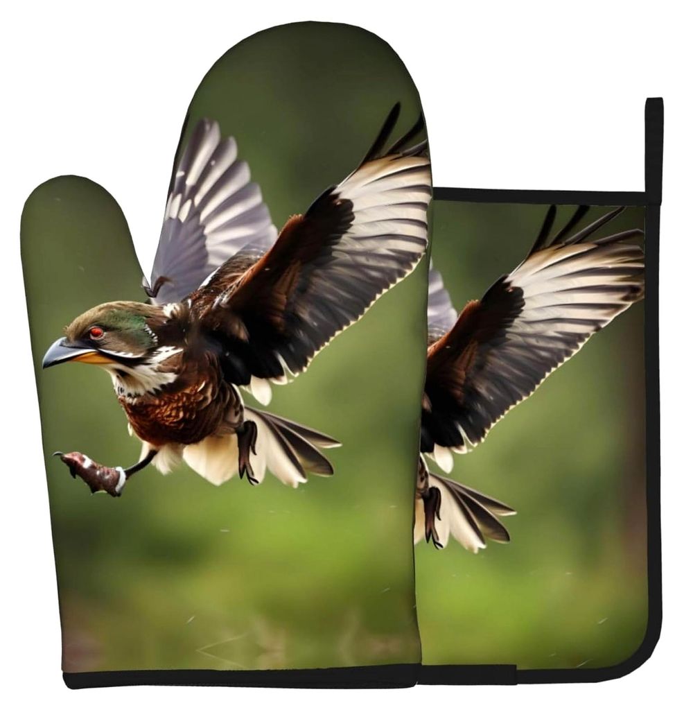 Hunting Flying Wild Ofenhandschuhe und Topflappen, lange, flexible dicke Handschuhe für Kochen, Backen und Grillen, 2 Stück