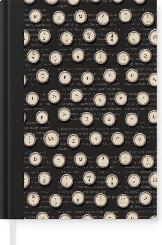 MuchoWow Notizbuch Tagebuch Haushaltsbuch Notebook A5 Muster - Schreibmaschine - Briefe - 1920er Jahre - Notizblock - Notizheft - Notebook - Schr...