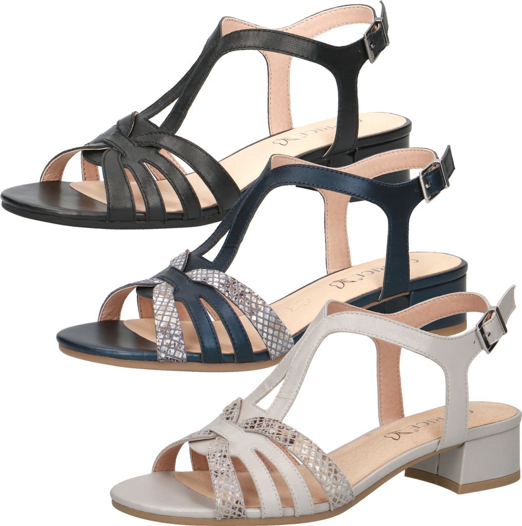 Caprice Damen Sandalen Leder Sandaletten 9-28201-26, Größe:38.5 EU, Farbe:Grau