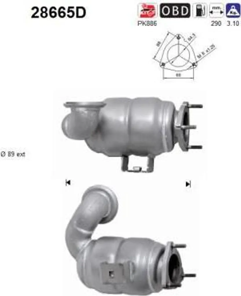 Catalyseur AS 28665D en Inox pour Citroën Jumper et Fiat Ducato 2.2
