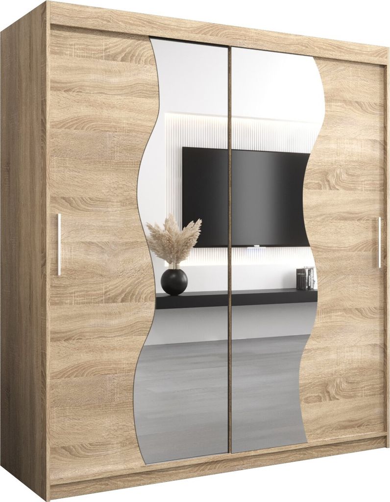 Kleiderschrank, Schiebetürenschrank Schlafzimmer, Schrank mit Spiegel MADRYT 180 cm