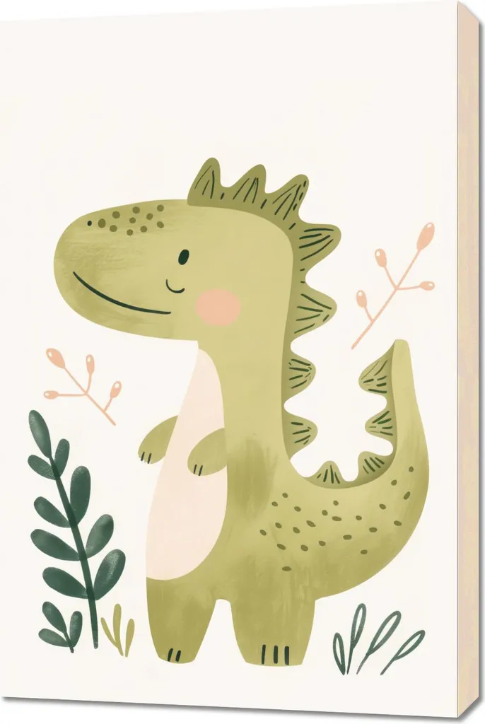 Quadro Decorativo Bambini 60x90 Coccodrillo Verde - Arte Moderna Tela