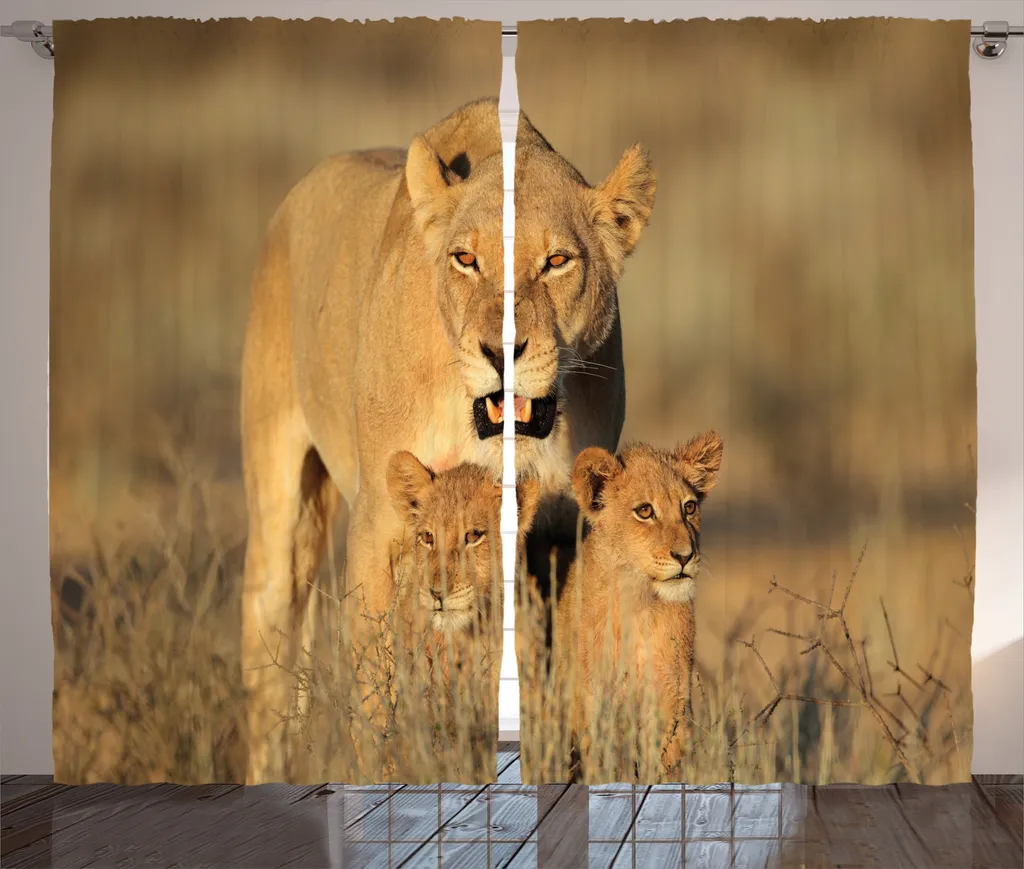 Rideaux Safari pour Décoration Salon Thème Afrique 280x225 cm ABAKUHAUS
