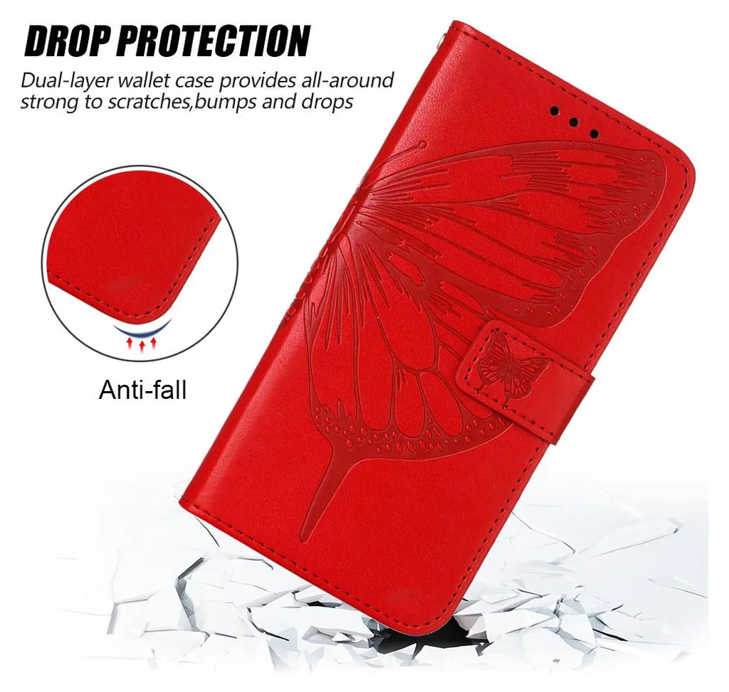JIUNINE Cover per Xiaomi Poco X5 Pro 5G / Redmi Note 12 Pro 5G, Custodia Libro in Pelle Portafoglio Case Flip Antiurto con Disegni di Farfalla [Porta Carte] per Redmi Note 12