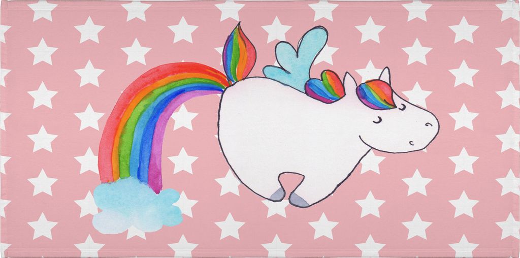 Mr. & Mrs. Panda Handtuch Einhorn Fliegendes Pferd - Rot Pastell - Geschenk, Unicorn, 50x100, Glitzer, Realität, kleines, Regenbogen, Frotteehandt...