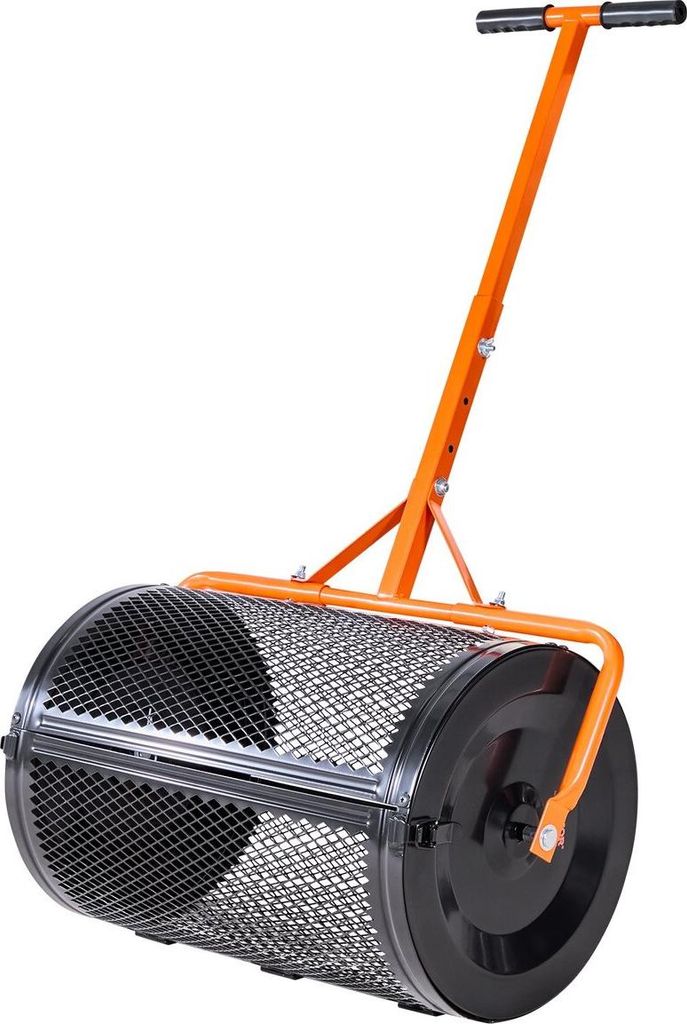 Compost Spreader, 24 in Wide Peat Moss Spreader with T Shaped Handle, 3 Heights Adjustable, Powder-Coated Steel Garden Peat Moss Roller, Heavy Duty...