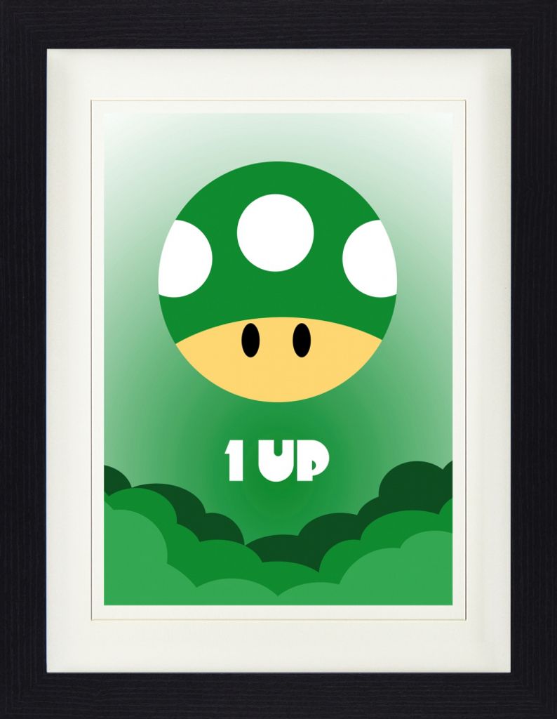 Gaming Gerahmtes Bild Mit Edlem Passepartout | Wand-Bilder | Im Bilderrahmen - One Up Icon (40 x 30 cm)
