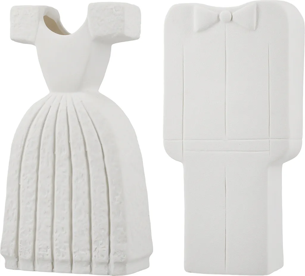 Duo de vases en céramique blanche Gilde Brautpaar 25cm finition luxe