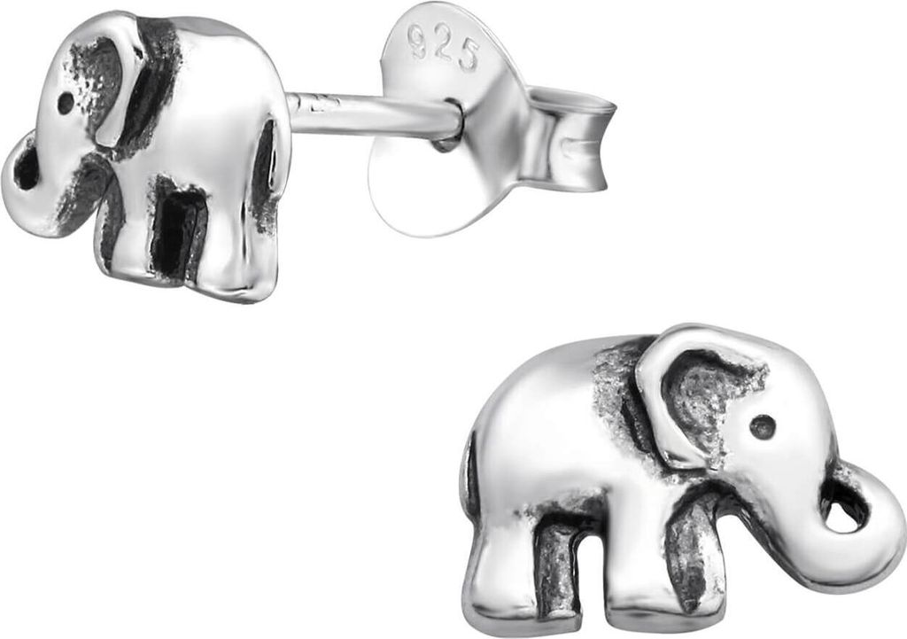 Kinder Ohrringe geschwärzter Elefant Ohrstecker 925 Sterling Silber