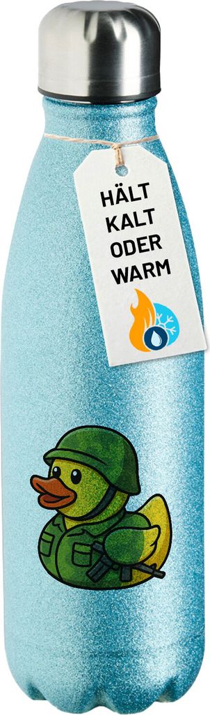 Huuraa Trinkflasche Quietscheente Soldat Gummiente Bundeswehr 500ml Blue Edelstahl Wasserflasche Trinkflasche Geschenkidee