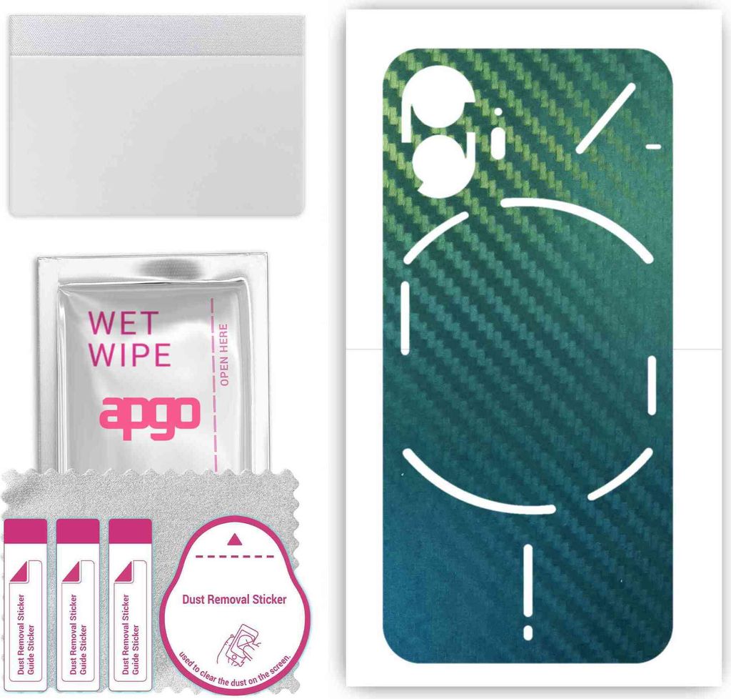 apgo Rückseite Schutzfolie, Skin, kompatibel mit Nothing Phone 2, Hinten Displayschutzfolie aus Vinylfolie, kratzfest, einfache Montage - Kohlenst...