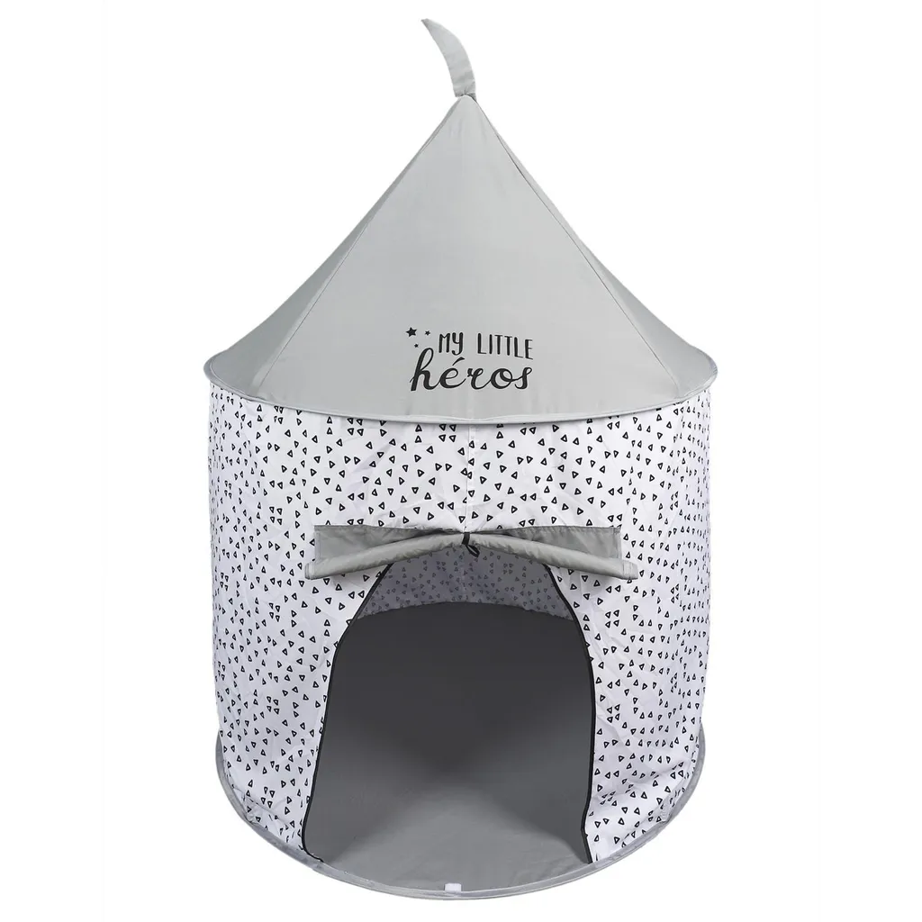 Coin jeux enfant intérieur : Tente ronde grise et blanche My Little Héros