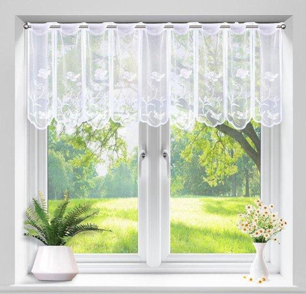Kurze Vorhänge - halbtransparente Fenster - Küchenvorhänge - 45 x 144 cm.