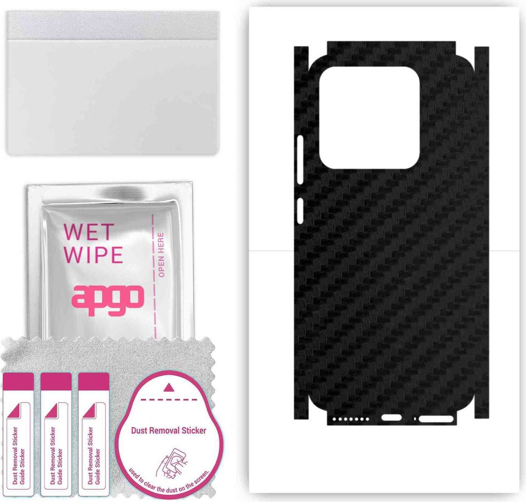 apgo Rückseite + Seiten Schutzfolie, Skin, kompatibel mit Xiaomi 14, Hinten Displayschutzfolie aus Vinylfolie, kratzfest, einfache Montage - Schwa...