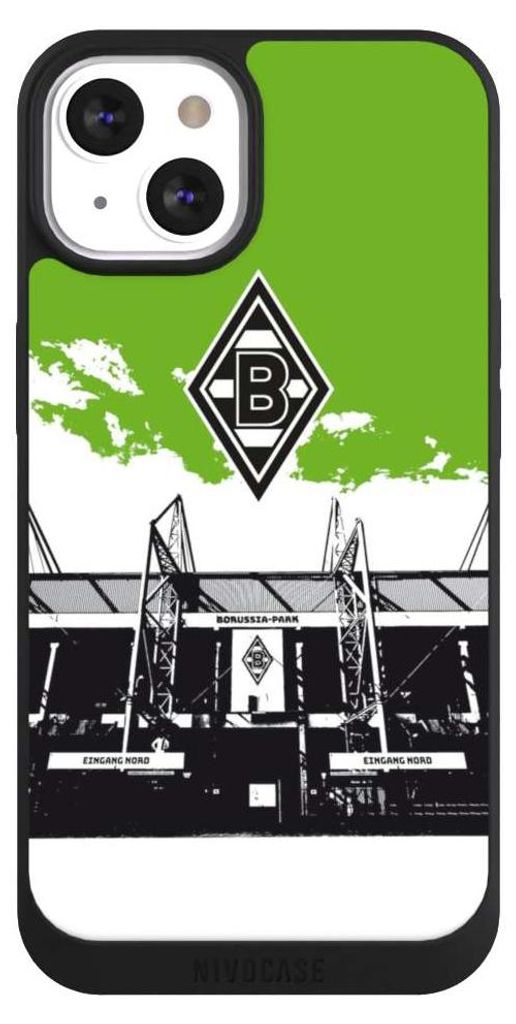 NIVOCASE Handyhülle für Apple iPhone 13 Hülle NIVOpure Case Schwarz Borussia Mönchengladbach Fanartikel Stadion