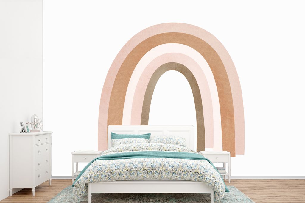 MuchoWow Fototapete für Wohnzimmer oder Schlafzimmer Wandtapete Vinyl Motivtapete Abstrakt - Kunst - Regenbogen - Muster - 450x300 cm - Gemusterte