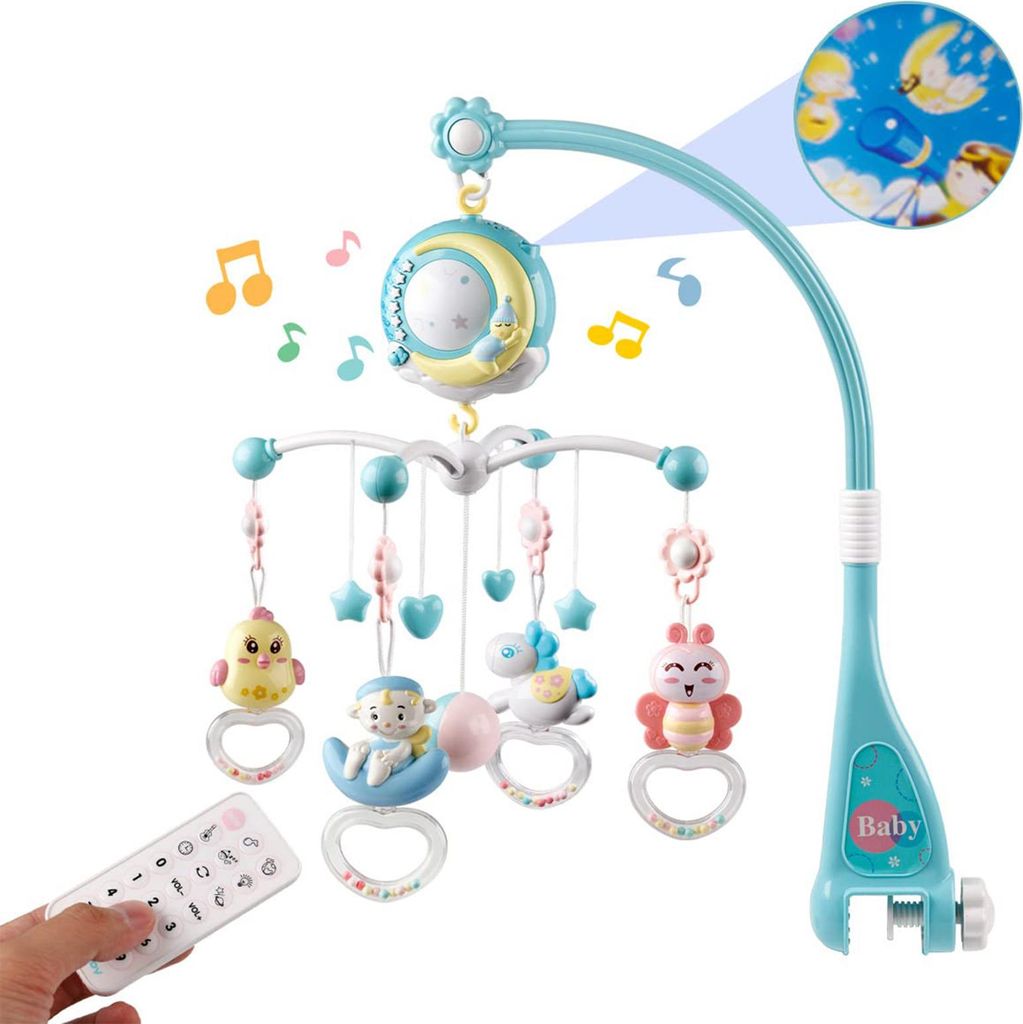 OKWISH Baby-Spieluhren, Beruhigendes Musik-Mobile mit Projektion & sanften Melodien, Einschlafhilfe & Nachtlicht für Babys, ideal fürs Babybett &...