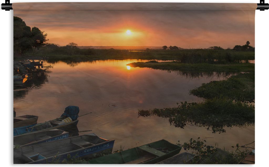 MuchoWow Wandteppich Wandbehang Sonnenuntergang am Wasser im Pantanal 90x60 cm Tapisserie Dekoration Wandtuch - Wandskulpturen - Bildteppich