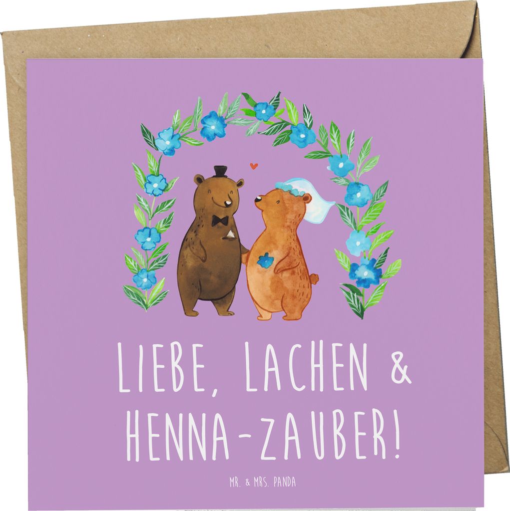 Mr. & Mrs. Panda Grußkarte Henna-Abend Magie - Lavendeltraum - Geschenk, Henna-Zauber, Geschenke, Klappkarte, Freundschaft, Familie, Glückwunschk...